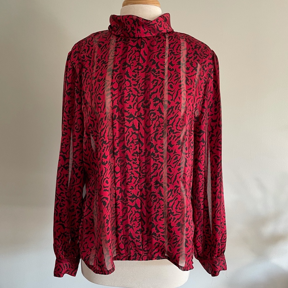 Vintage Silk Mock Neck Blouse